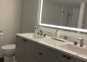 bathroom remodel with lighting mirror upgrades | West Shore Construction