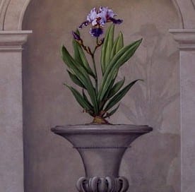 Faux Painting of Flowering Plant in Urn