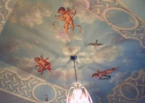 faux painting of cherubs on ceiling